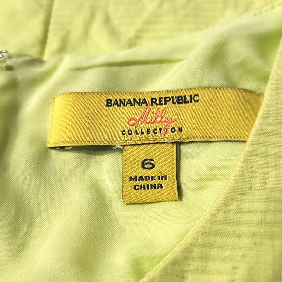 Banana Republic Milly Collection Yellow Jacquard Sheath Mini Dress Size 6 - Picture 9 of 10
